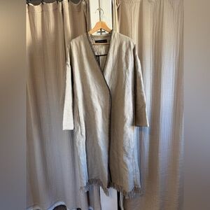 Zara 100% Linen Minimalist Striped Coat- Medium